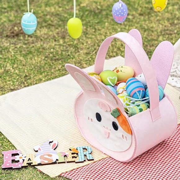Easter Bunny Basket - Rabbit Bucket Tote for Easter Egg Hunts - Picture 5 of 5